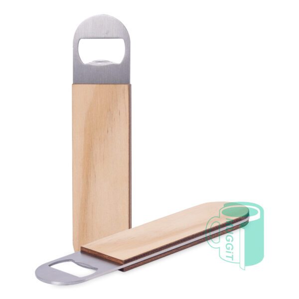 Metal Bottle Opener with wooden handle. For use with Sublimation, inkjet and laser.