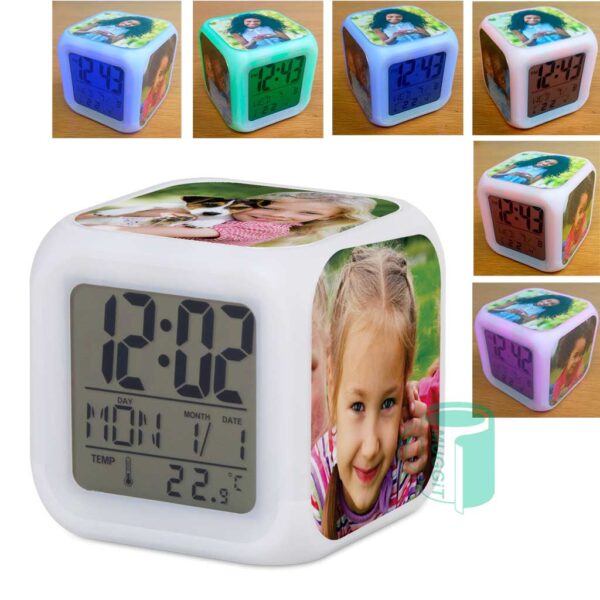 muggit clock digital cube colour change lights alarm clockdigitalcube