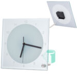 Square 20cm Glass Clock with filled outer edge and clock numbers (SG-14)