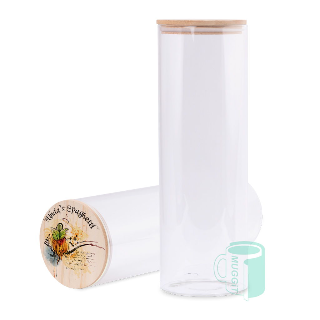 muggit glass jar container wood lid holder spageti food glassjarwoodenlid2l