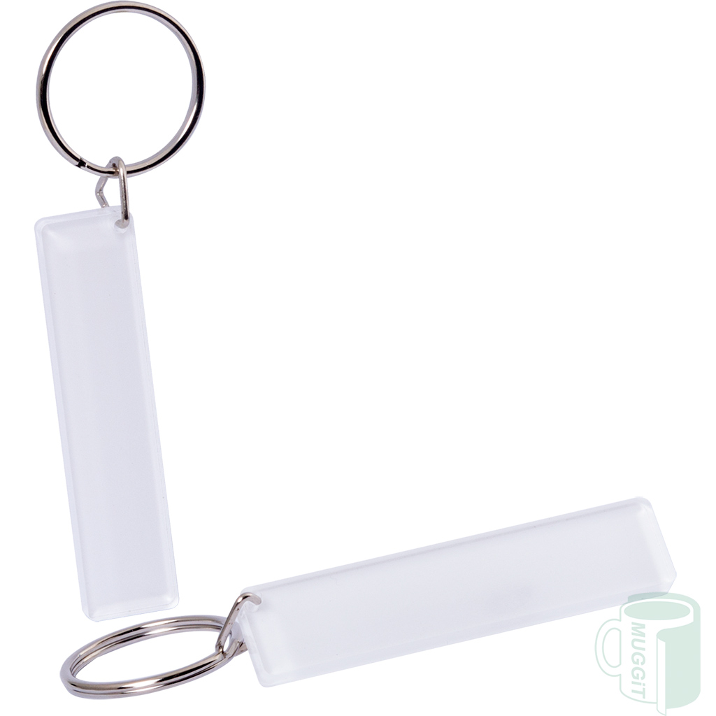 Keyring Sublimer Numberplate Muggit 2-Tone sublimer number plate keyring that is 71 x 16 mm. Clear on one side, white on the other. Available in packs of 10.