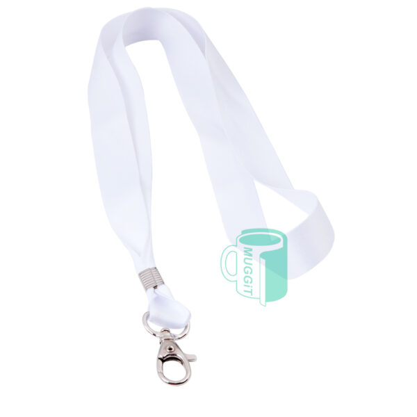 Printable White Lanyards with bell clip. For use with Sublimation, inkjet and laser printing process.