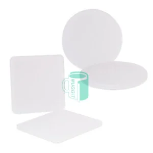 2 tone Round & Square Sublimer coasters with clear tops and white printable area. 9.5 cm in diameter.