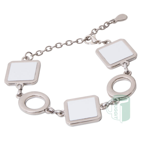 Fashion Bracelet SL01 - oval with 3 x square sublimation printable metal inserts, chain & clasp. For use with Sublimation & Laser.
