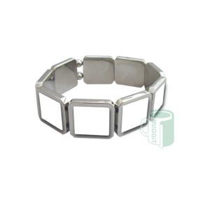 Fashion Bracelet SL03 with square printable metal inserts - Elastisized. For use with Sublimation & Laser.
