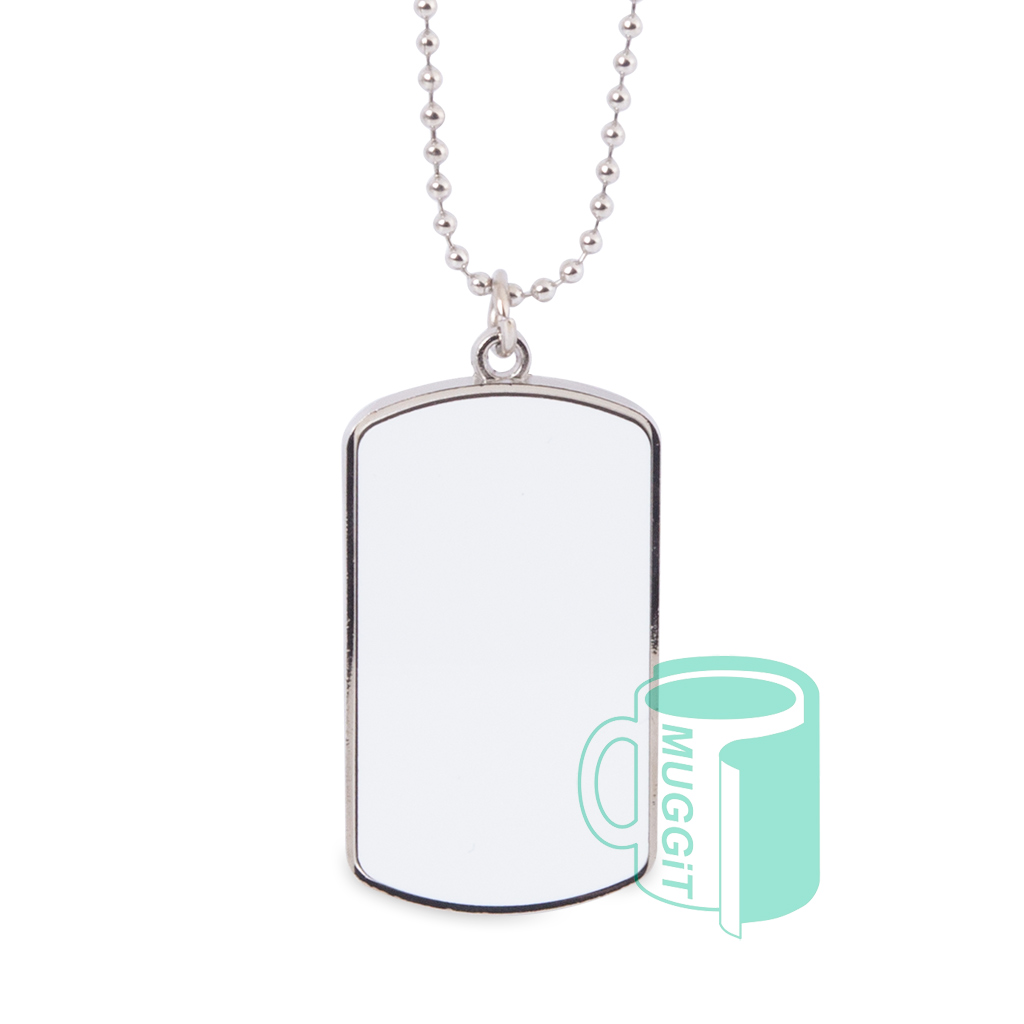 Trendy Silver ID or Dog Tag Necklace, print on the metal insert