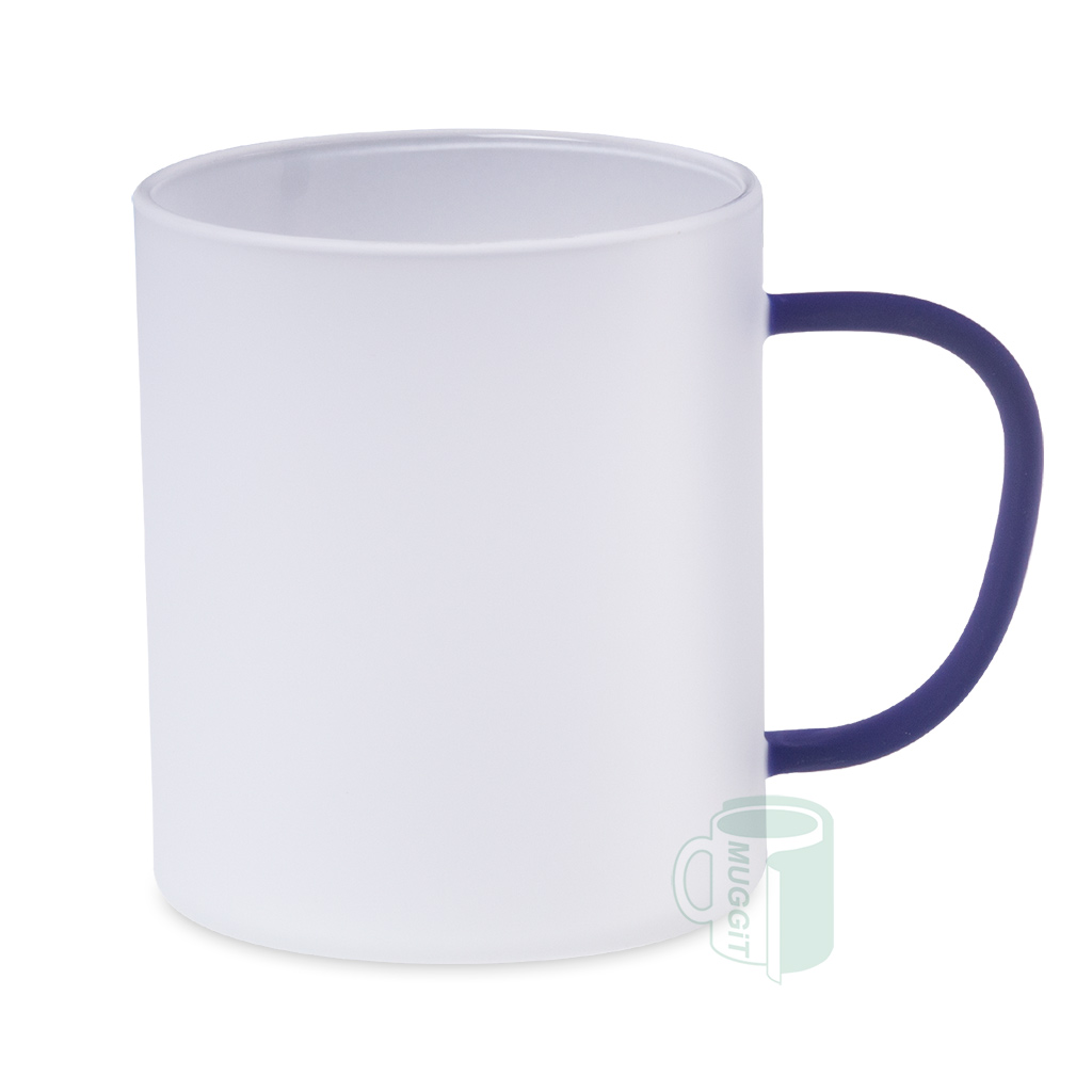 muggit mug glass 13oz frosted blue handle coffee mugglass13ozfrostedblueh 1