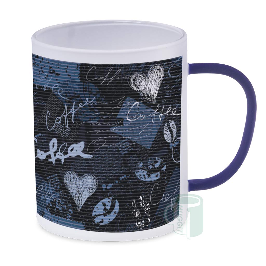 muggit mug glass 13oz frosted blue handle coffee mugglass13ozfrostedblueh