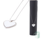 Silver Necklace with heart shaped pendant and printable insert. For use with Sublimation & Laser.