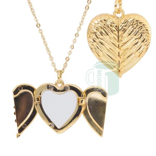 Gold Angel Wings Necklace. For use with Sublimation & Laser.