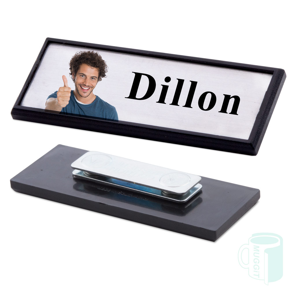 muggit sublimation badge magnetic large silver metal insert name tag