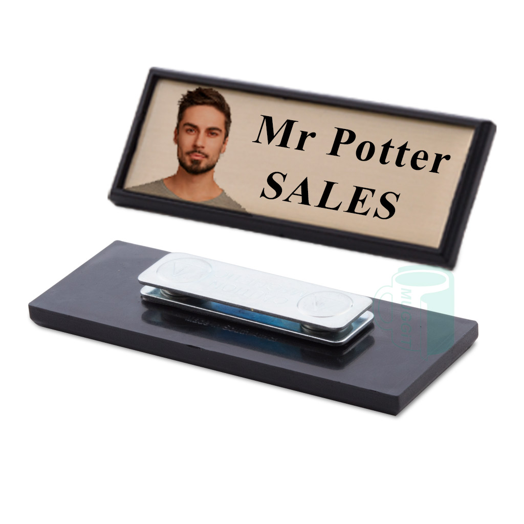 muggit sublimation badge magnetic small gold metal insert name tag