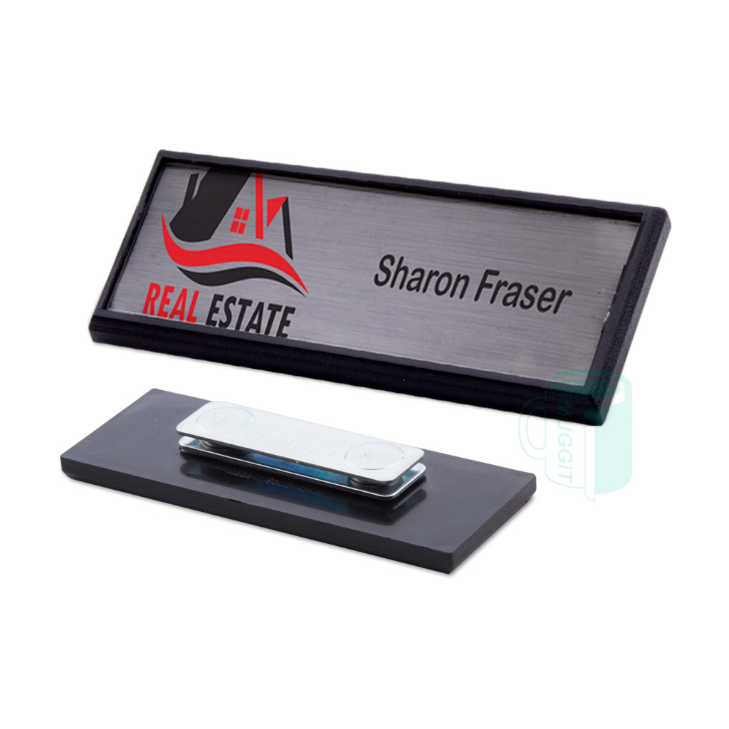 muggit sublimation badge magnetic small silver metal insert name tag