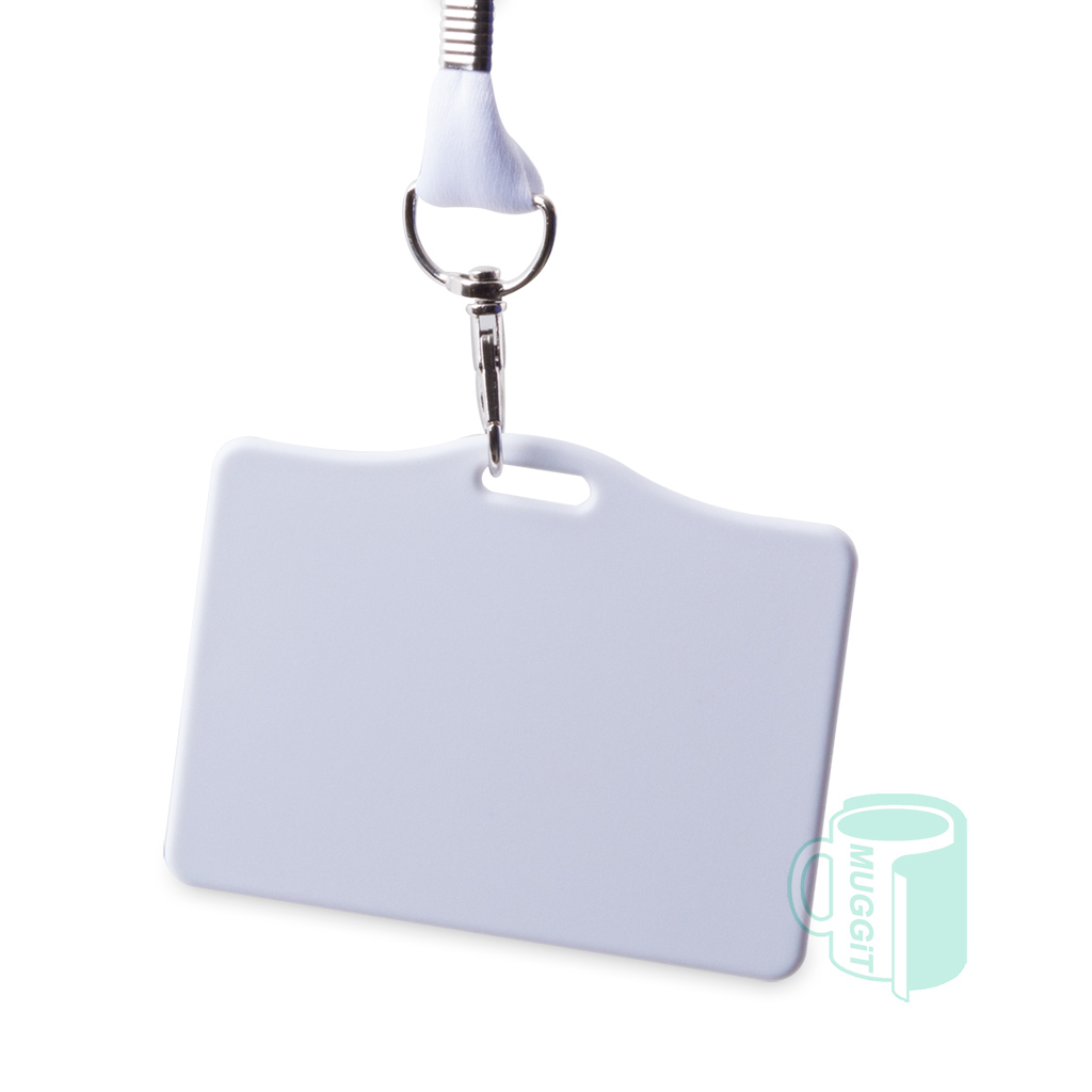 ID Badge Sublimer Tag + Printable Lanyard/ Exhibitors Tag both the badge + lanyard is printable. Print like a polymer keyring. For use with Sublimation & Laser.