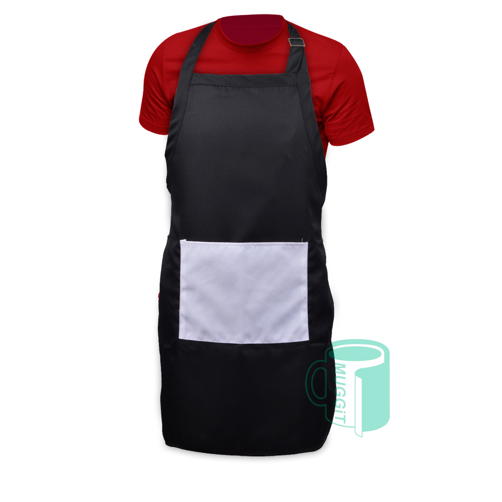 Apron Black Silky with Pocket Apron Black Silky with Pocket