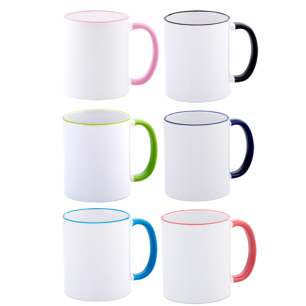 2Tone Coloured Rim & Handle Mugs.