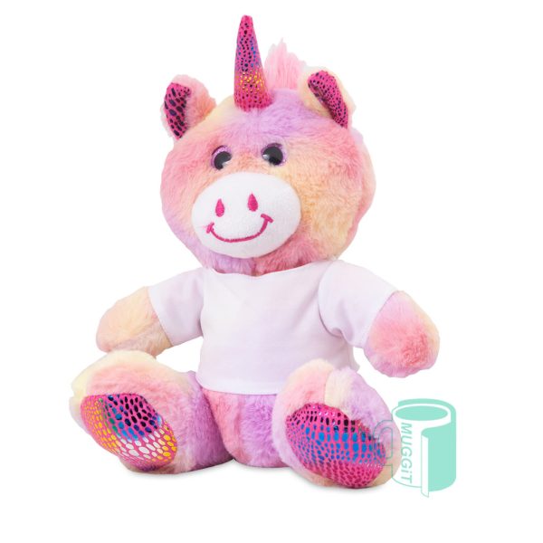 Cuddly Mulitcolour Unicorn - with mini printable shirt. For use with Sublimation, Inkjet & Laser.