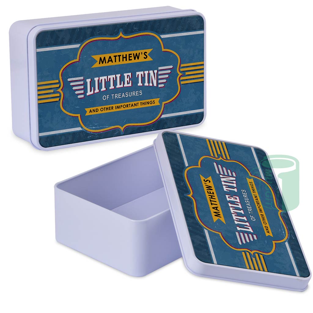 Metal Tin Rectangle White 1