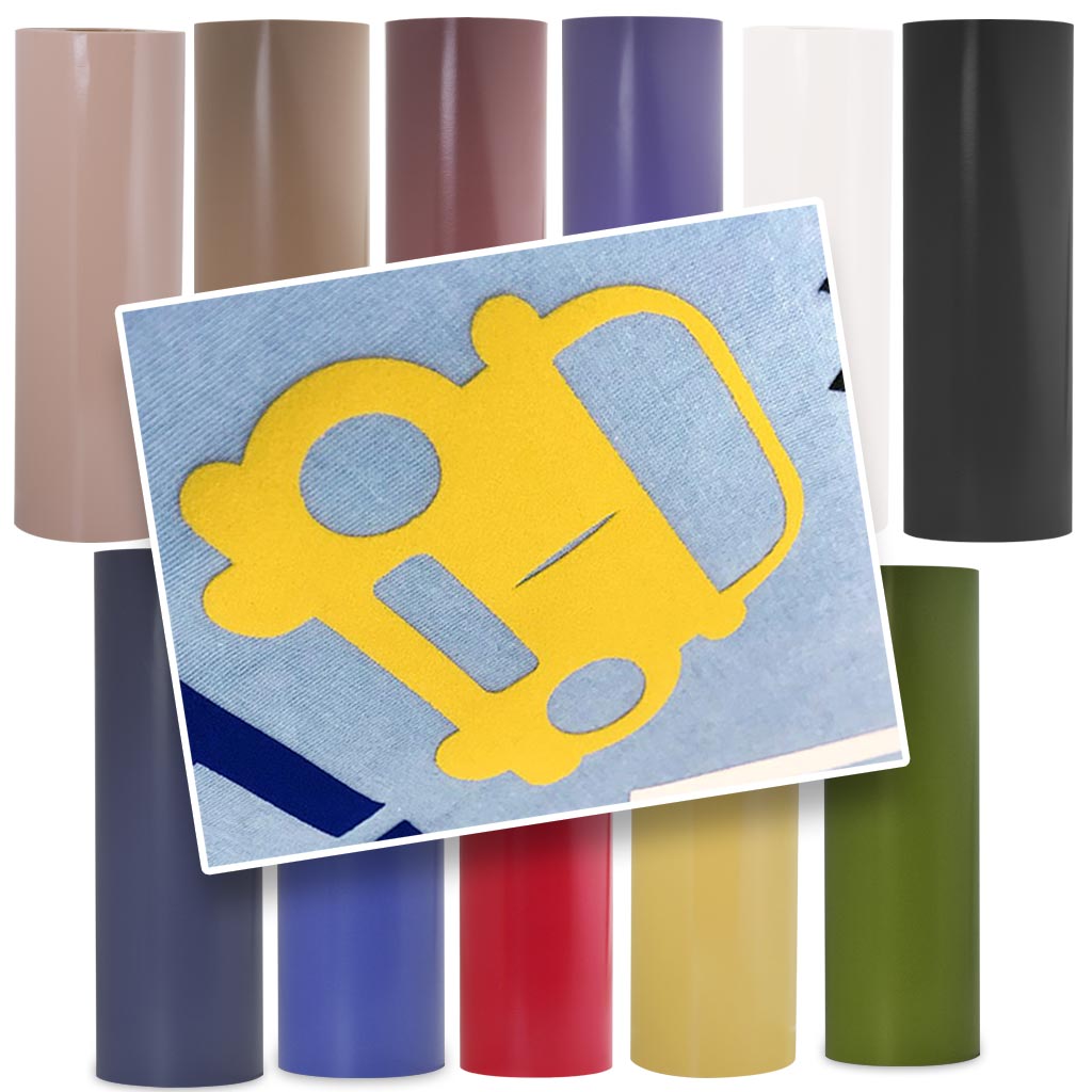 Muggit-Flock-all-colours Heat transfer vinyl flock in array colours gives a slightly raised texture