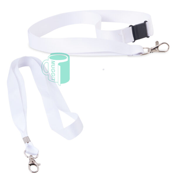 Printable White Lanyards with a 20mm bell clip. For use with Sublimation, inkjet and laser 