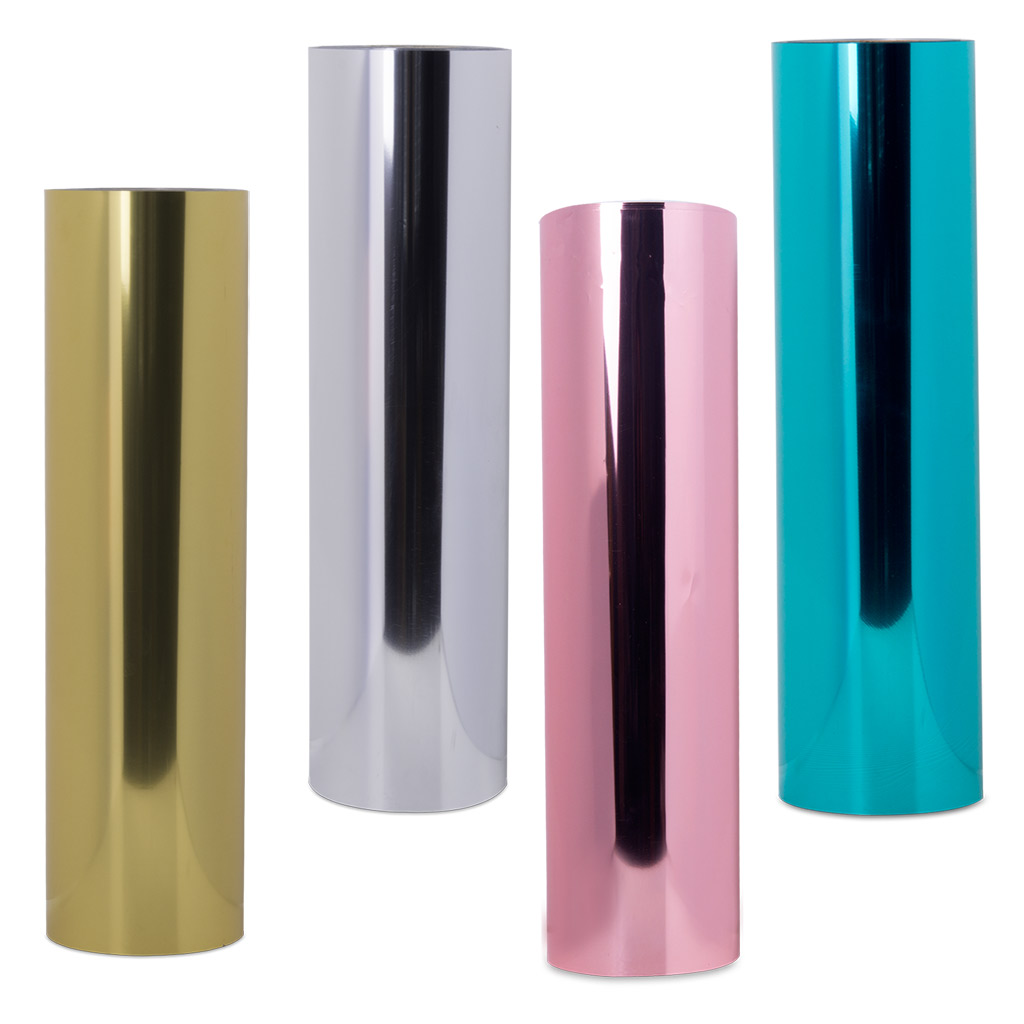 muggit_main_metalic_videoflex Metallic heat transfer vinyl videoflex with vibrant shiny catching designs ideal for applications, from custom t-shirts to hoodies, tote bags & other fabrics.