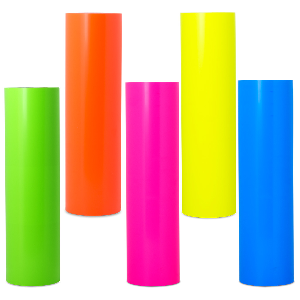 Neon heat transfer vinyl available in an array of bright neon colours.