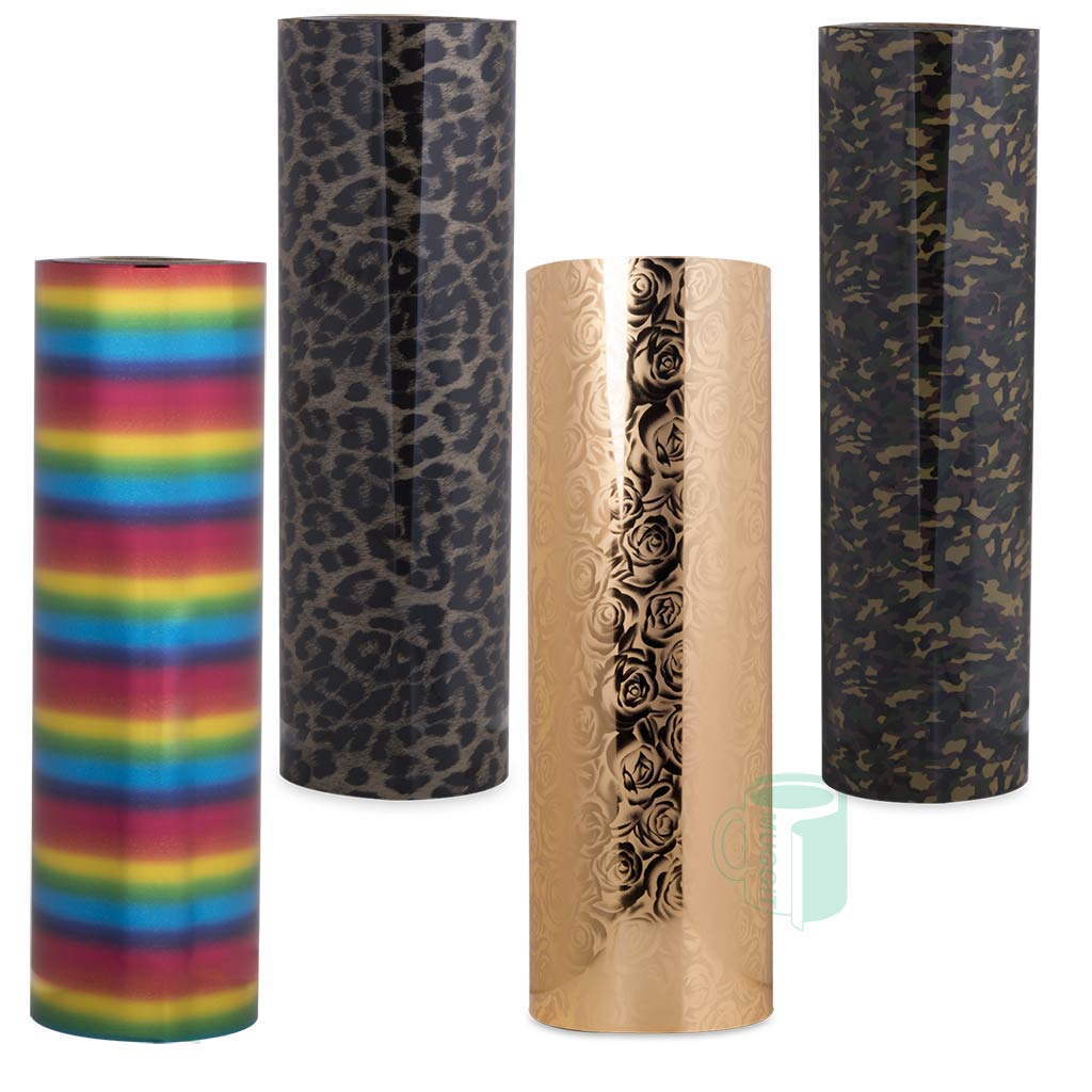 muggit_main_videoflex_pattern Pattern Heat Transfer Vinyl available in a variety of striking designs, Military, Cheetah, Rose, & Rainbow,