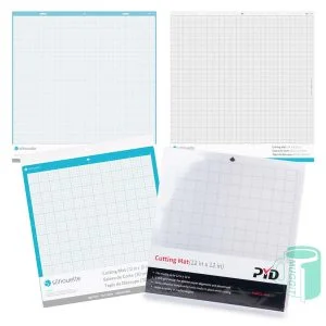 Cameo & Silhouette Cutting Mats in a variety of different sized cutting mats that have light, standard or strong adhesive hold, suitable for most vinyl cutters.