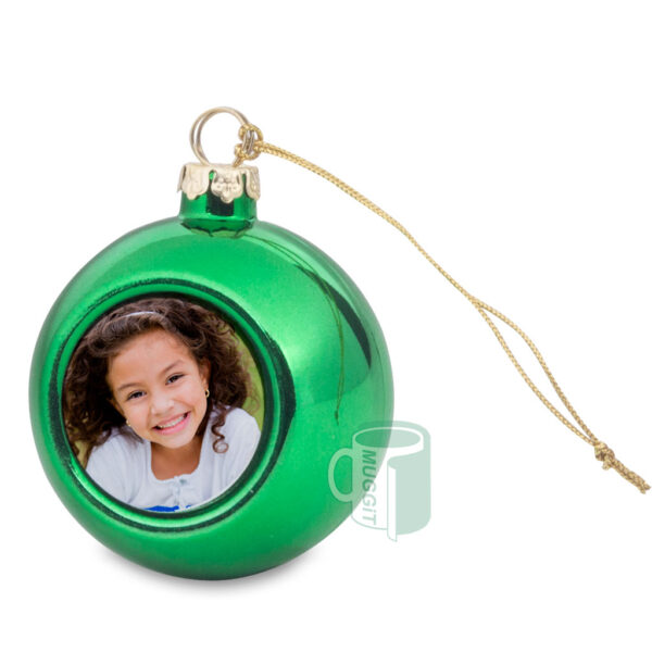 muggit photo christmas ball green festive string metal insert photoxmasballgreen 1