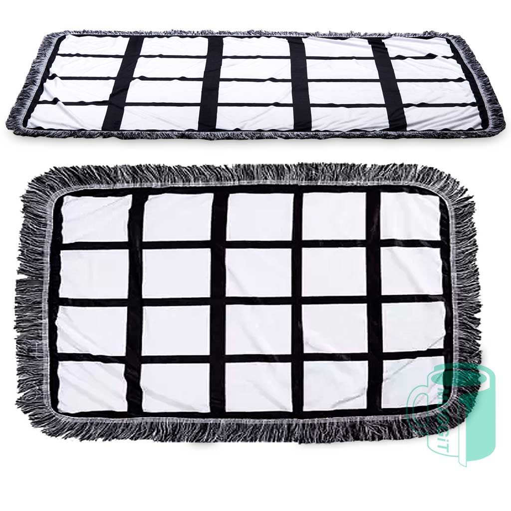 Plush Panel Throw Blanket , 20 white printable panels. - 100x150cm. For use with Sublimation & Laser