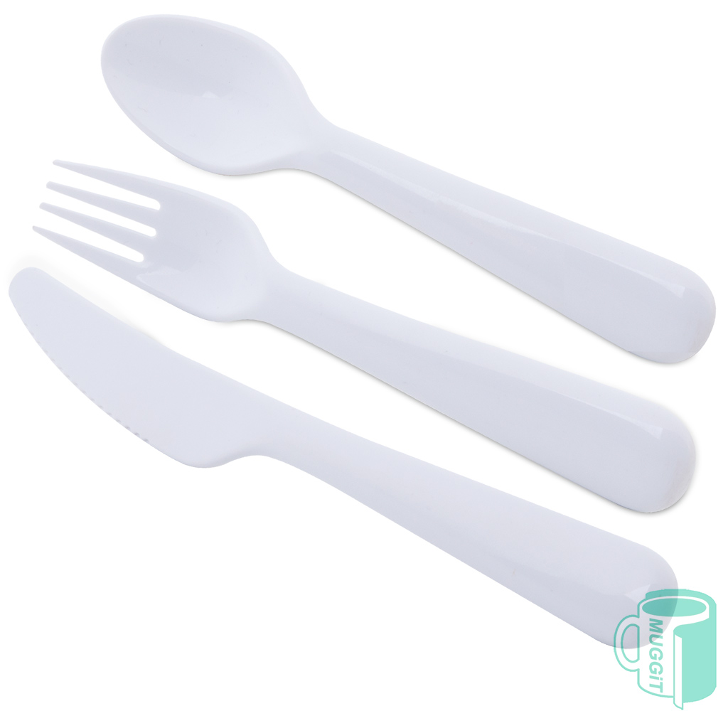 muggit_polymer_utensil_set_knife_fork_spoon_plastic_kids_polymerutensilset 3 piece Polymer Utensil Set, This delightful trio, includes a knife, fork and spoon,