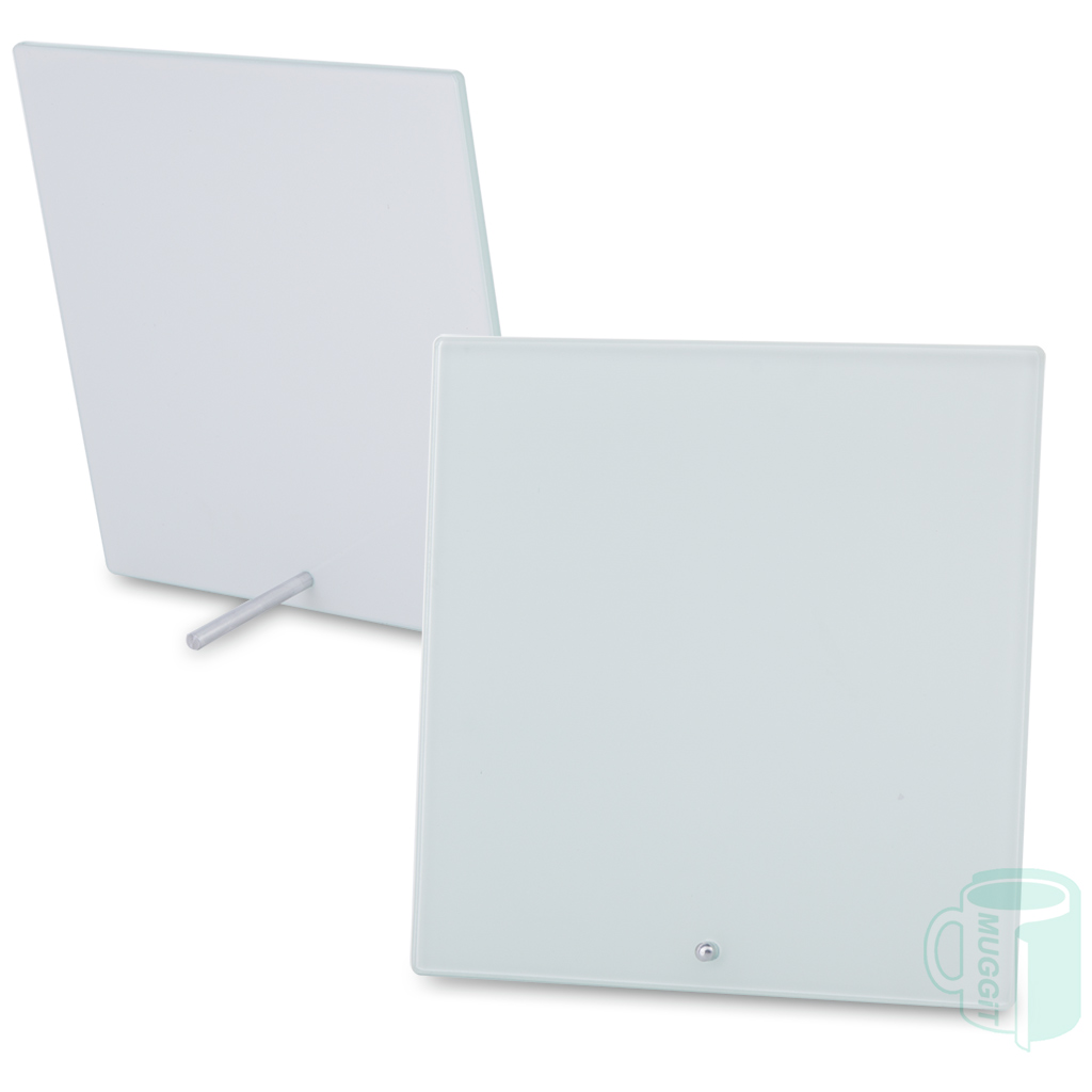 Glass Photo Tile with Metal foot - 200 x 200mm. For use with Sublimation.
