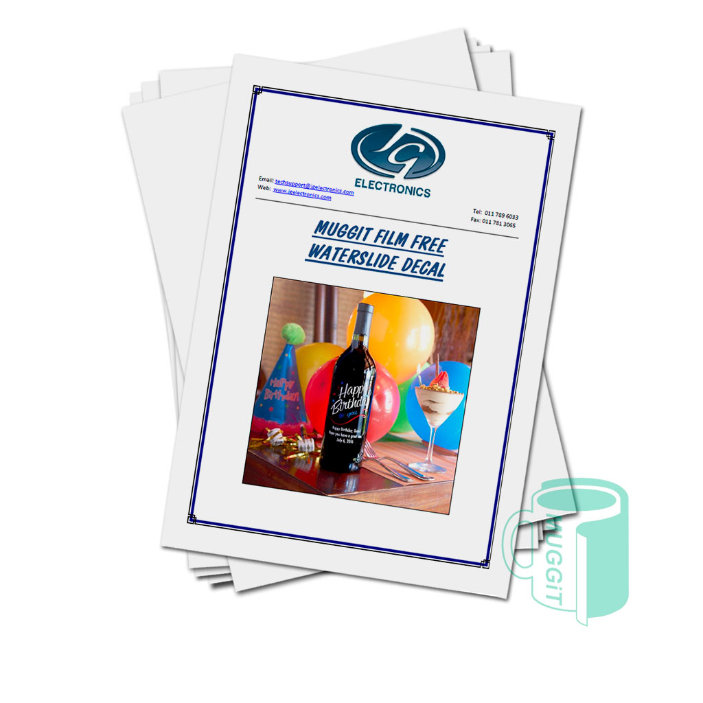 Muggit Film Free waterslide paper (only toner stays behind) A4 for Colour laser printers and colour copiers only - pack of 10 sheets. For use with Laser. Must be used with Film Free Glue (available separately).