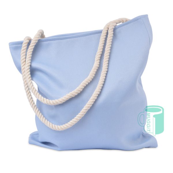 Light blue tote bag with rope handle. 34x37.5cm For use with Sublimation, Inkjet & Laser.