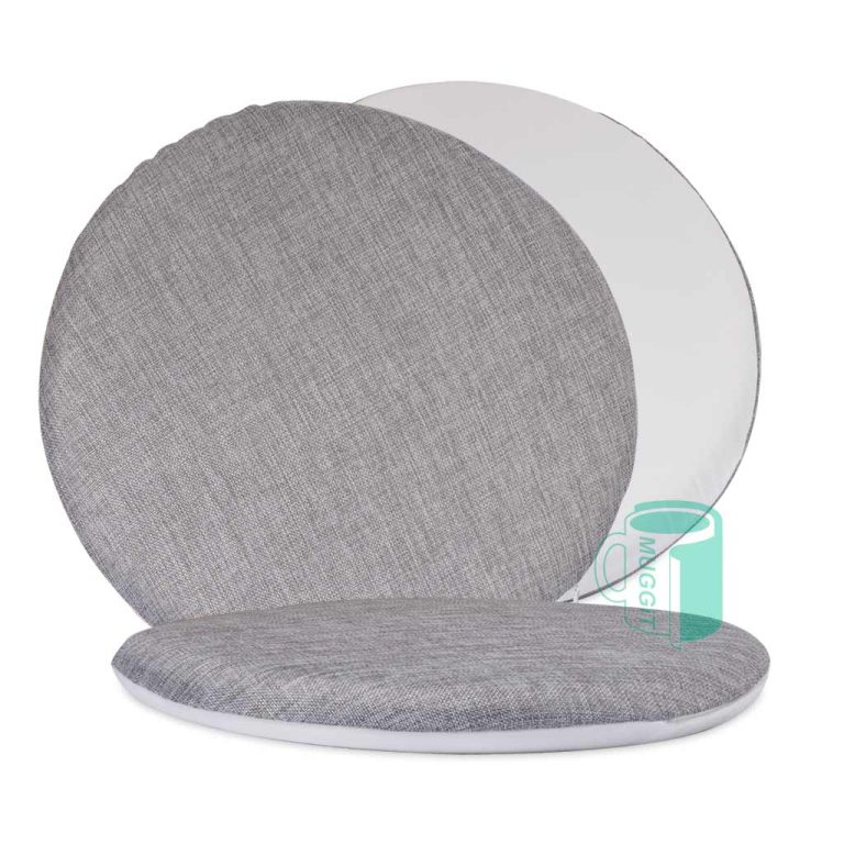 Grey round memory foam cushion (case+ cushion) 40x40cm. For use with Sublimation, Inkjet & laser