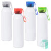 Slim White Aluminium Sports Bottles with different colour lids. The ultimate hydration companion, quality sublimation coating ensures superior printing results