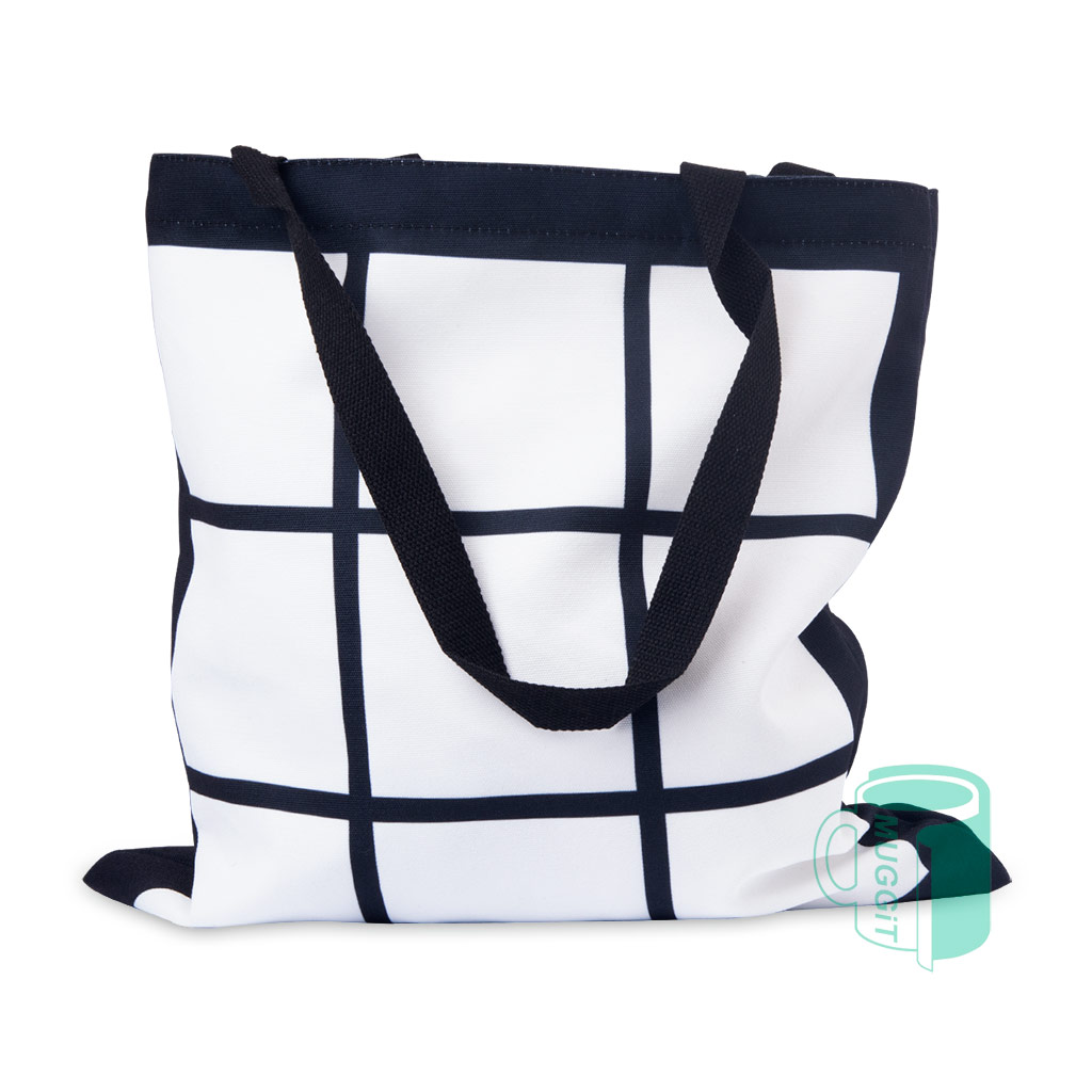 muggit_bag_lattice_shopping_fabric_fashion_baglattice ladies lattice handbag crafted with attention to detail, the thick material ensures long-lasting durability features 9 printable panels to customize.