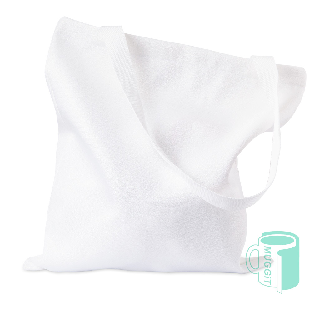 Shimmering white tote bag in white fabric 38x38cm. Embrace the freedom of expression with our fancy sublimatable shimmer bag and dazzle your clients.