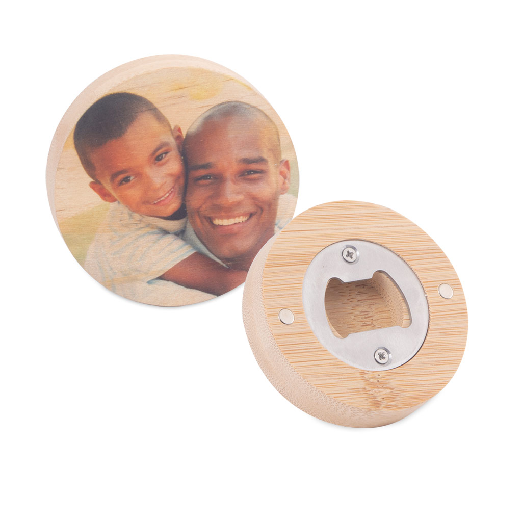 muggit bottle opener wood round bar fathers day fridge magnet bottleopenerwoodround 1