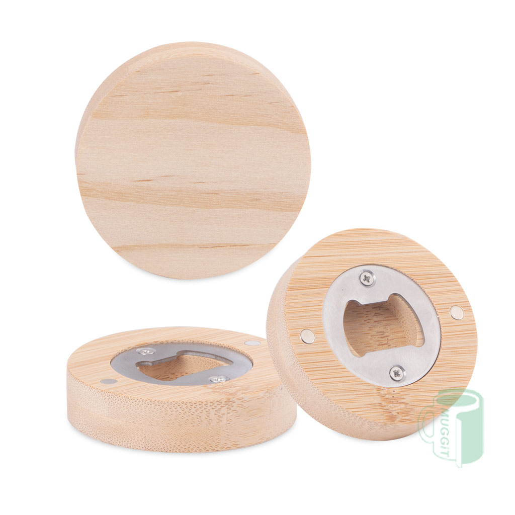 Round wood Bottle Opener. 6.5cmx1.5cm. For use with Sublimation, inkjet and laser.