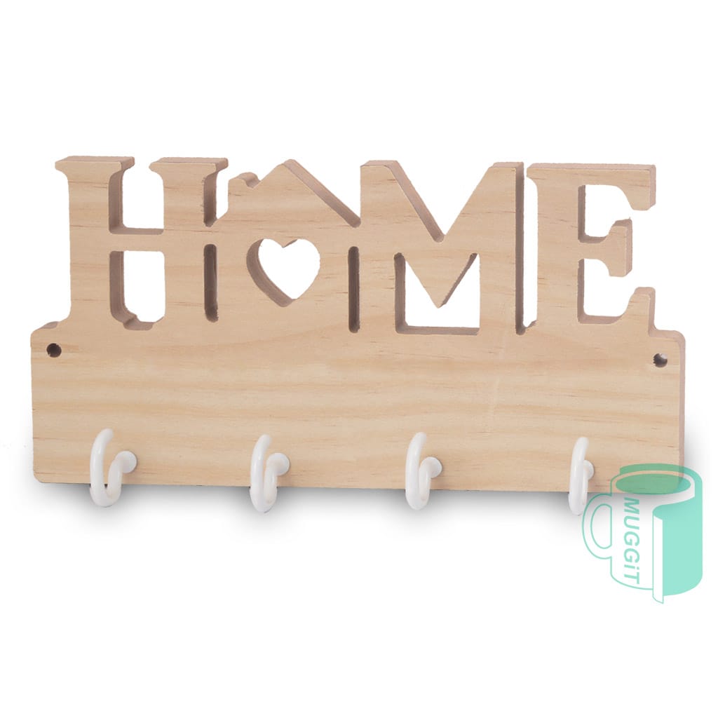 Key Rack Hardboard Home Theme MDF wood 15mm thick Key Rack "Home Sweet Home". Ideal for wood burning process and Sublimation.