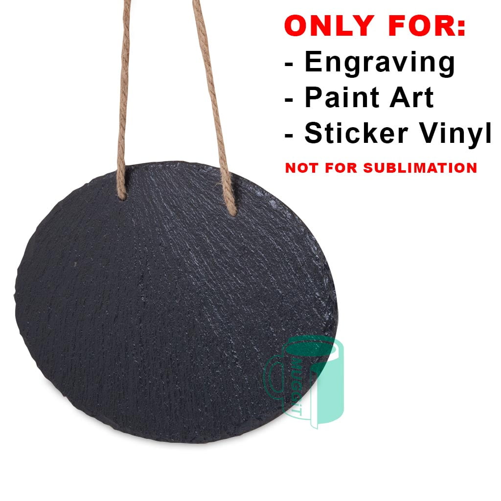 Muggit-Engrave-Stone-Oval-15x20 Hanging oval engraving stone, laser engrave, art painting, branding with sticker vinyl for hanging signs, decoupage, mosaic tile designs, limitless versatility.