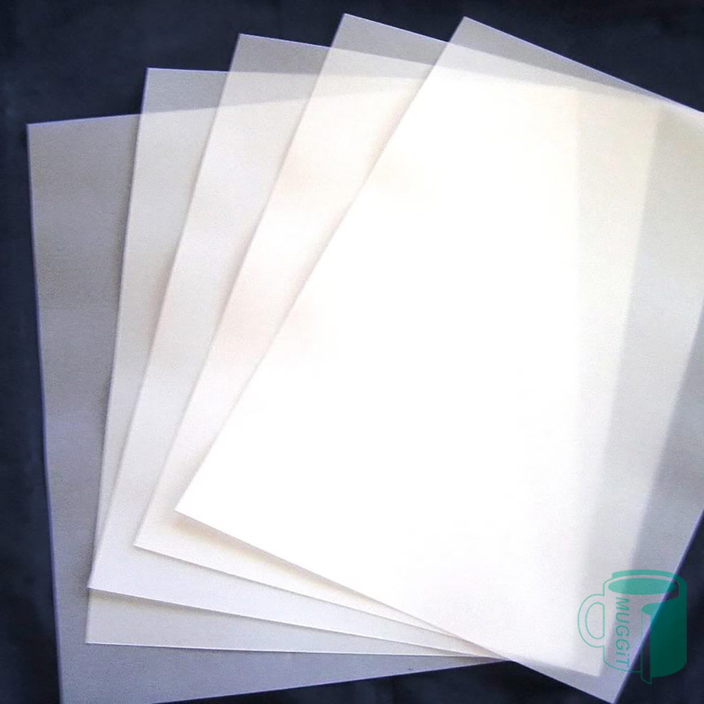 Muggit-TP-Vellum-Jet Photo Vellum Transfer Paper for Inkjet printers ,10 Sheet Pack for Photo sandblasting, Crystal Decorating, Foiling, Rubber Stamp systems Sublimation & Inkjet.