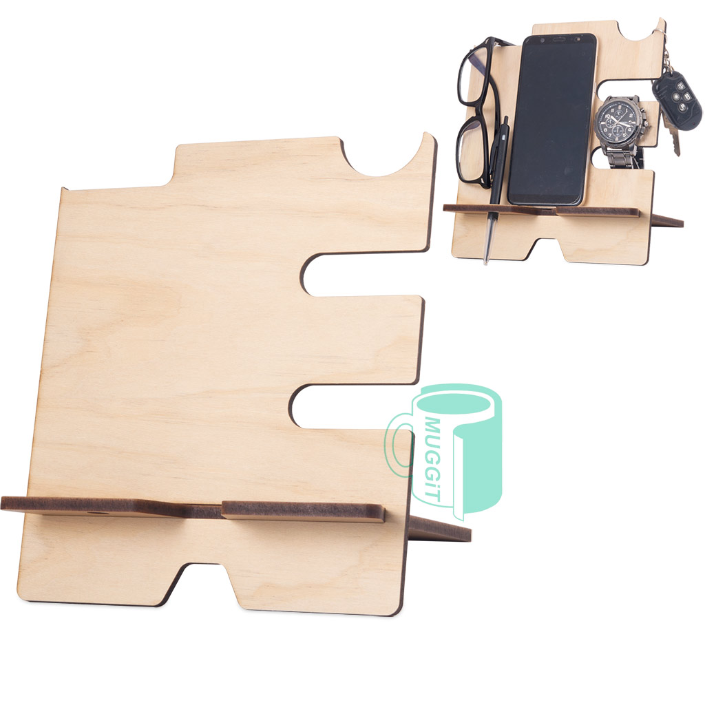 muggit_bamboo_desk_organiser_bamboodeskorganiser Desk Organiser Synthetic Bamboo with wooden stand hold a pen, cell phone, watch, glasses, wallet & keys, neatly organise essential items in convenient location