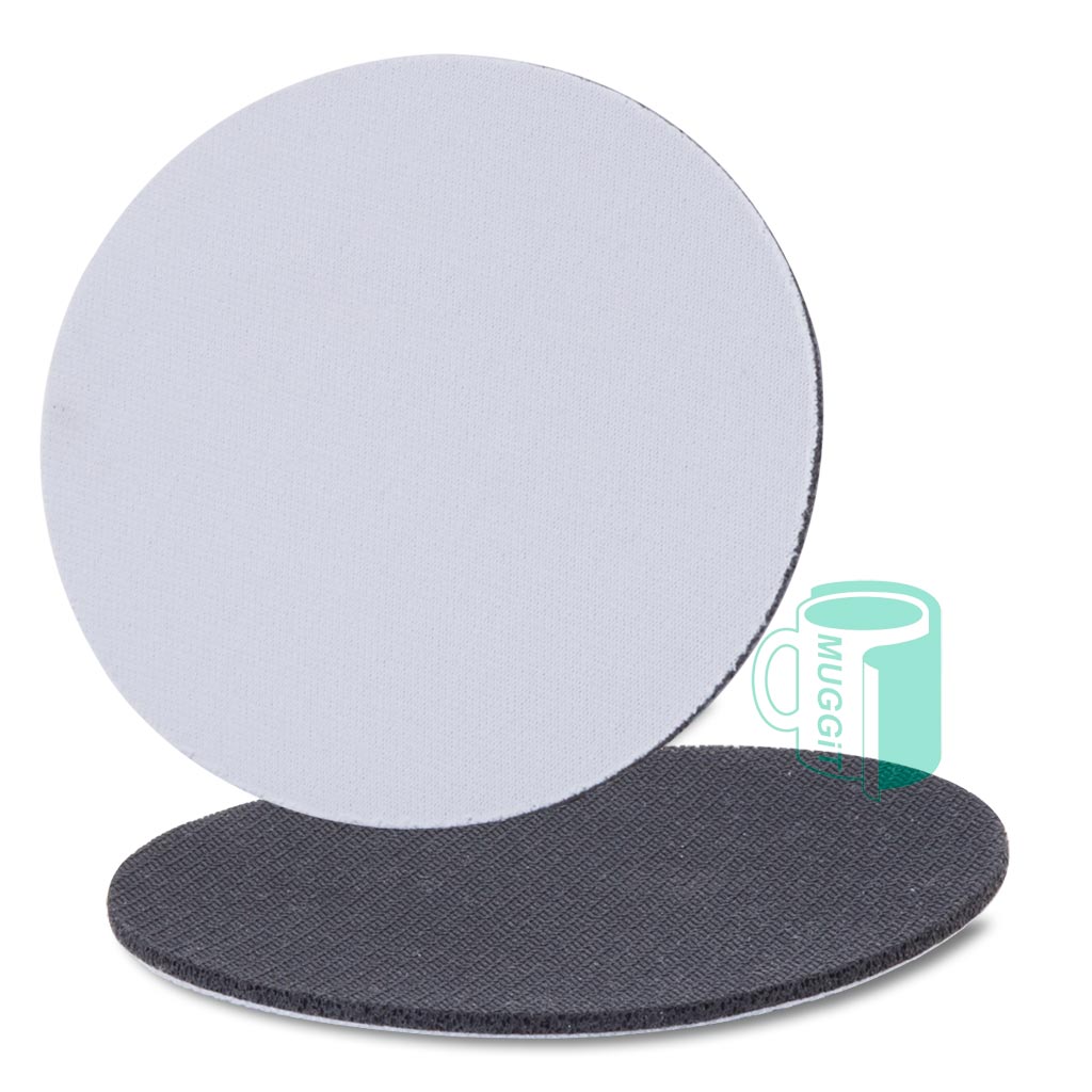 muggit_mousepad_round_2.5mm_rubber_computer_assesoriesmousepadround Printable Round Mousepad 200mm diameter x 2.5mm thick - 5 Pack has a nonslip back for an extreme firm hold it's got a white polyester material print surface.