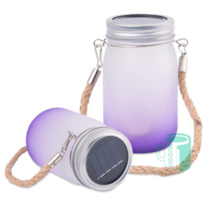 olar Lid Frosted Gradient Purple Mason Jar with LED White String Lights