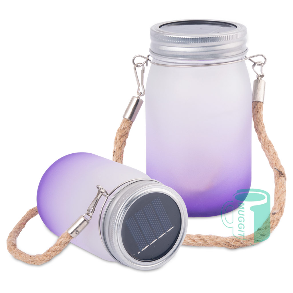 olar Lid Frosted Gradient Purple Mason Jar with LED White String Lights