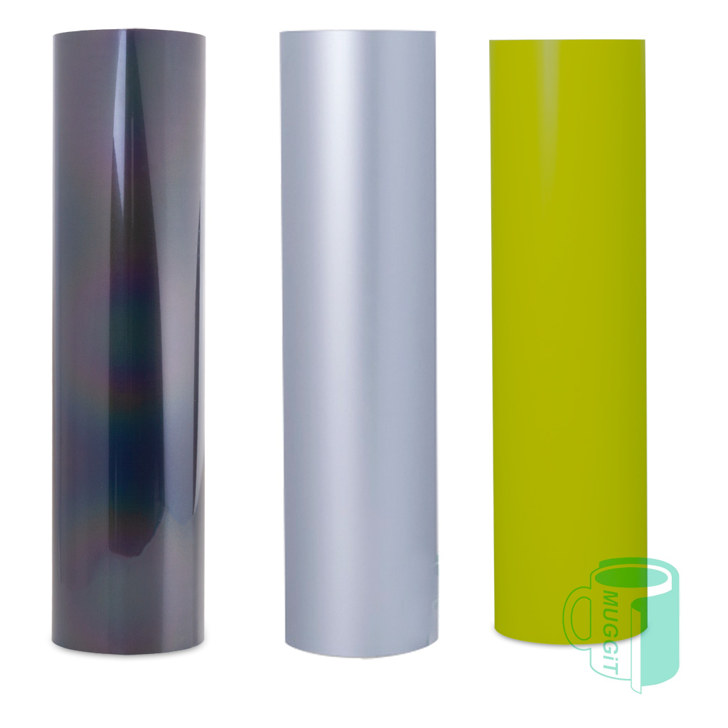 Muggit-Main-Videoflex-Refl Heat transfer vinyl Reflective videoflex reflects when light shines on it easy to weed, easy to cut, fantastic washability, high detail, sold per running meter.