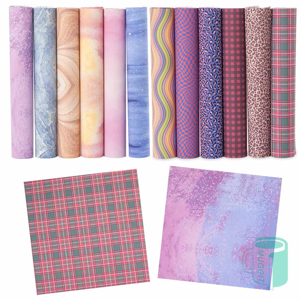 Muggit-TP-Sub-Craft-Packs-4 Sublimation craft transfer sheets is infusible ink transfer paper sheets pre-printed with sublimation ink, eliminating the need for a sublimation printer.