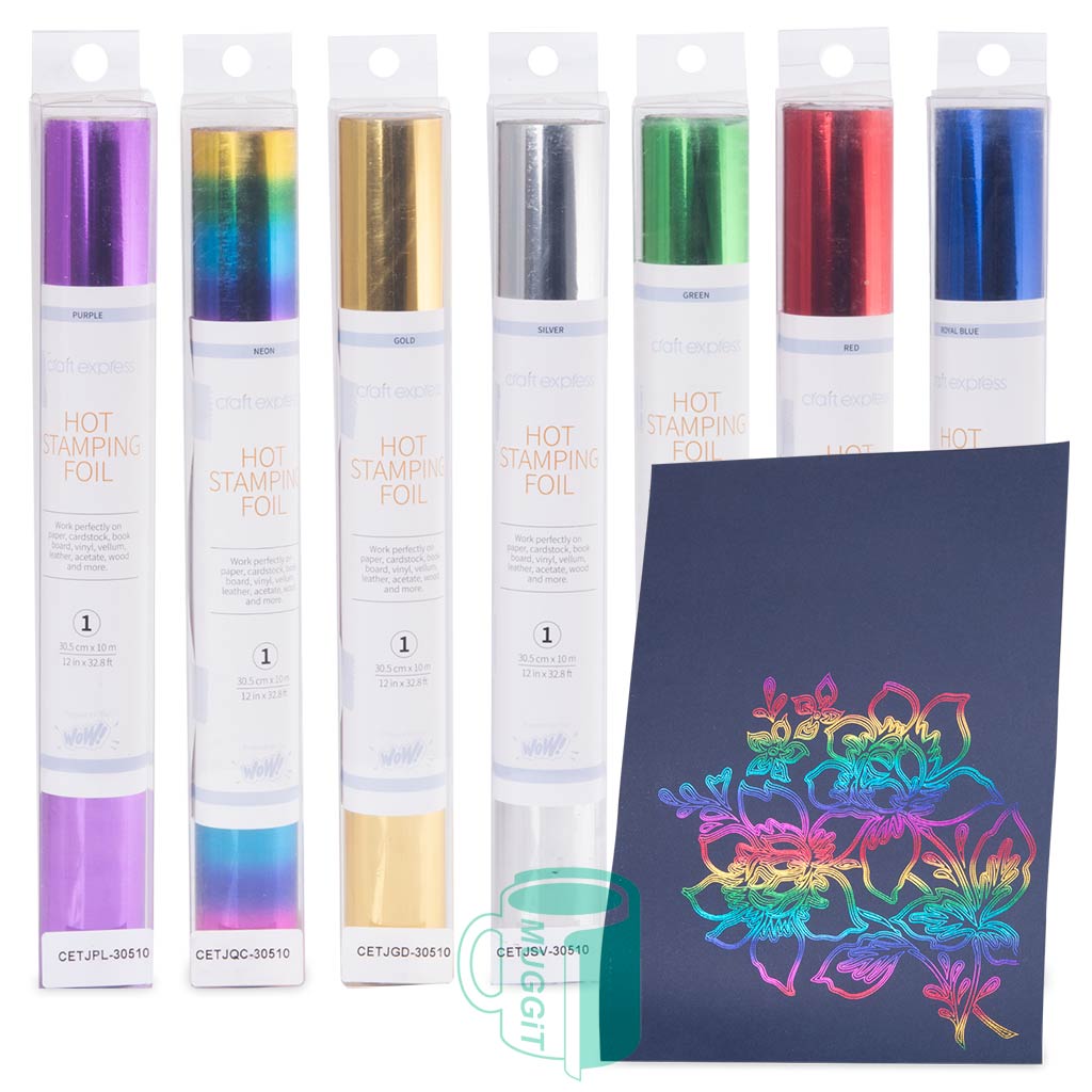 Heat transfer stamping foil rolls, come in a variety of colours, Use it with the Craft Express USB heat foiling pen